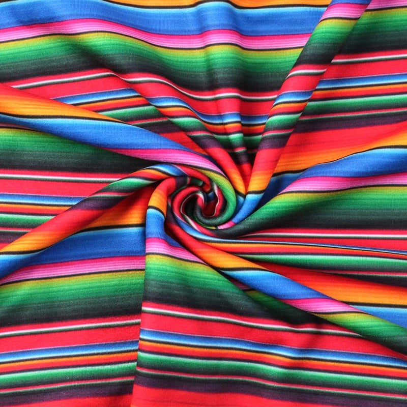David Angie Colorful Ethnic Stripe Printed Double Brushed Polyester Fabric Soft Smooth 4 Way Stretch Knit Fabric by The Yard for Dress Sewing (Colorful) - Image 3